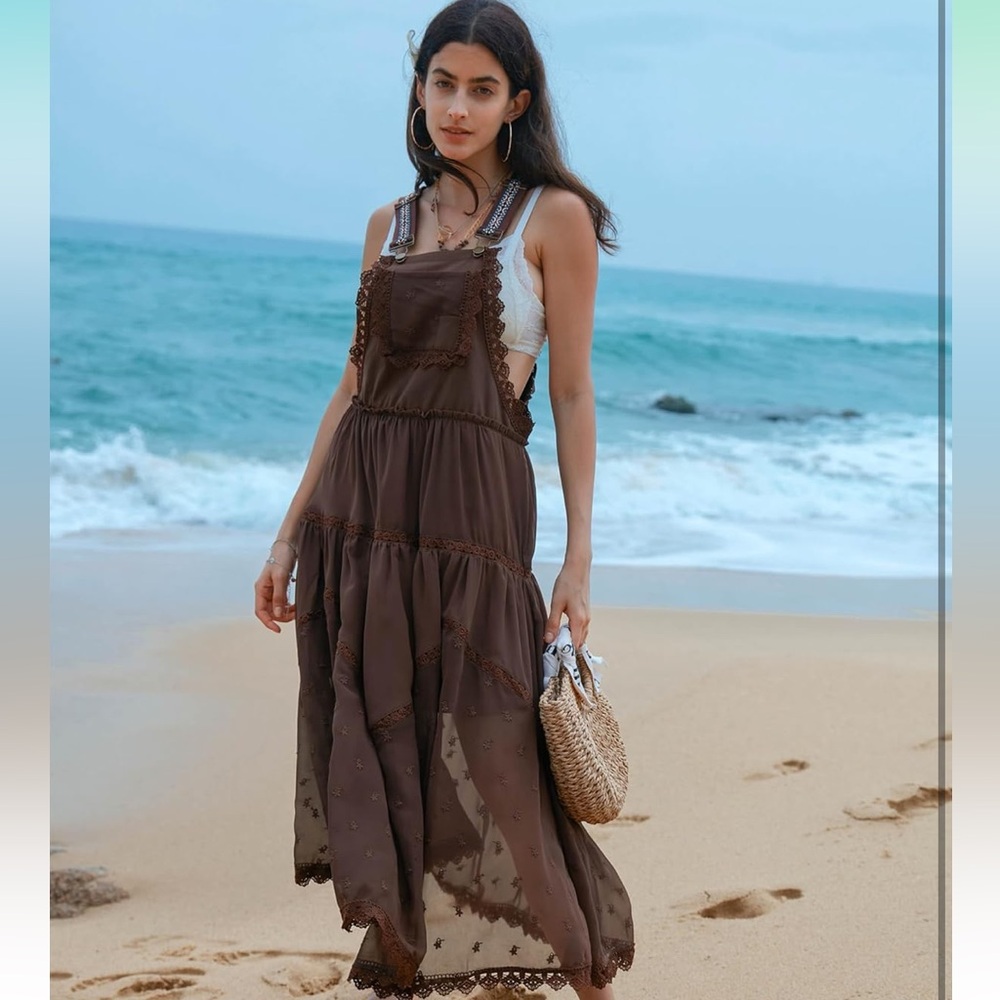 Embroidered Bib Dress